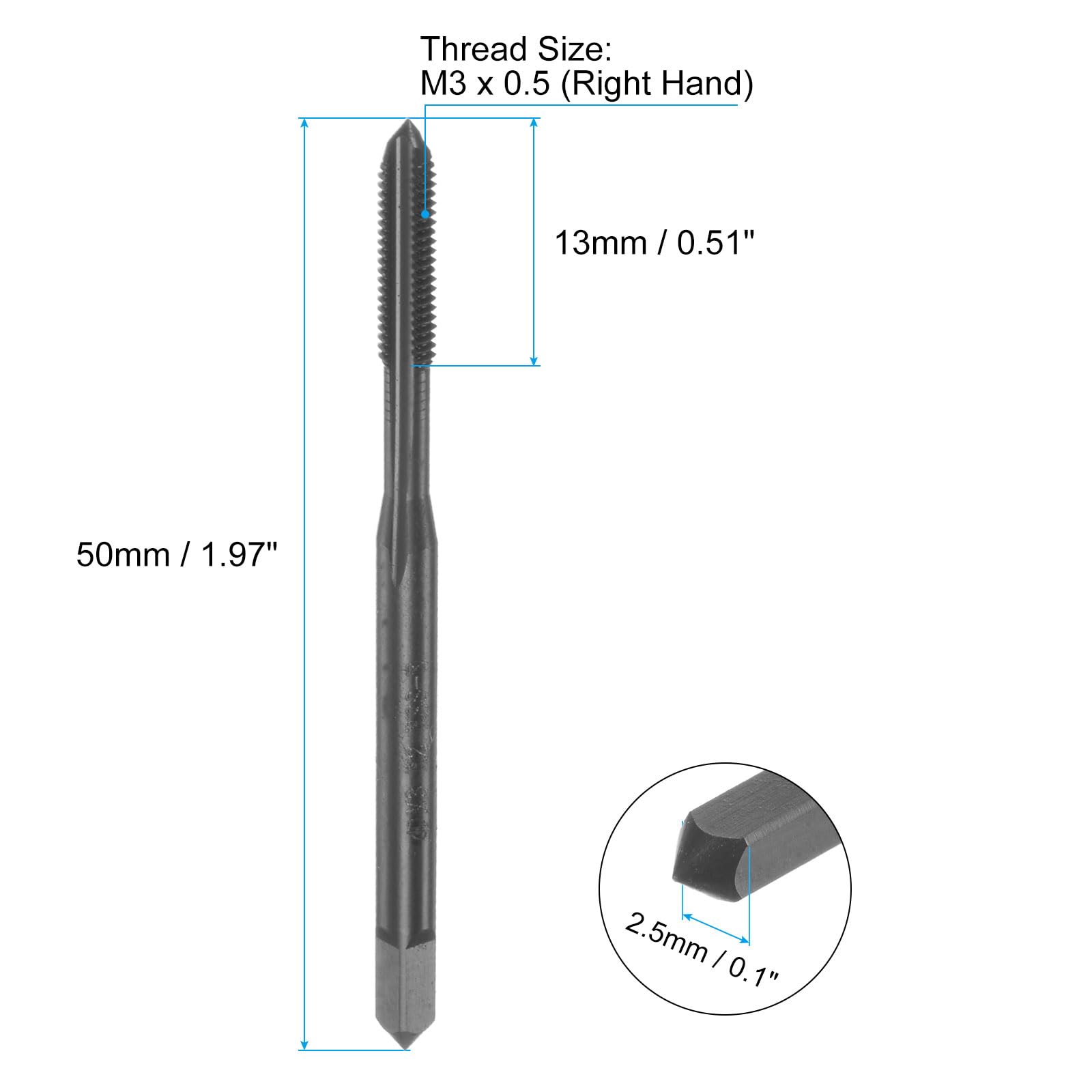 uxcell Metric Thread Tap M3 x 0.5 H2 Nitride Coated Straight Flute Screw Thread Milling Machine Taps Threading Tapping Repair Tool