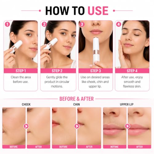 Image of Face Mini Hair Remover FS1000, Electric Facial Hair Remover for Women, Quick, Instant, Gentle, Painless, Smooth Skin, Glow On-The-Go, with Smartlight, for Upper Lips, Chin, Cheeks, Peach Fuzz Facial Hair Removal