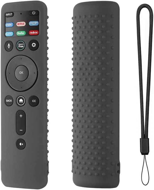 Miniatura 1 de Funda de silicona para VIZIO XRT260 Smart TV Remote VIZIO XRT260, funda de silicona a prueba de golpes antideslizante con cordón (gris oscuro)