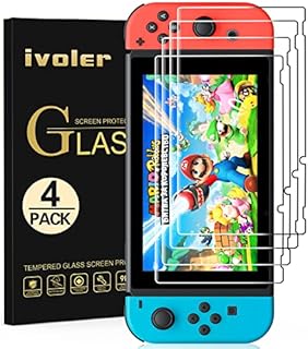 [4 Pack] iVoler Compatible with Nintendo Switch Screen Protector, [Tempered Glass] Film for Nintendo Switch - [9H Hardness] [Anti-Scratch] [Crystal Clear] [No-Bubble Installation]