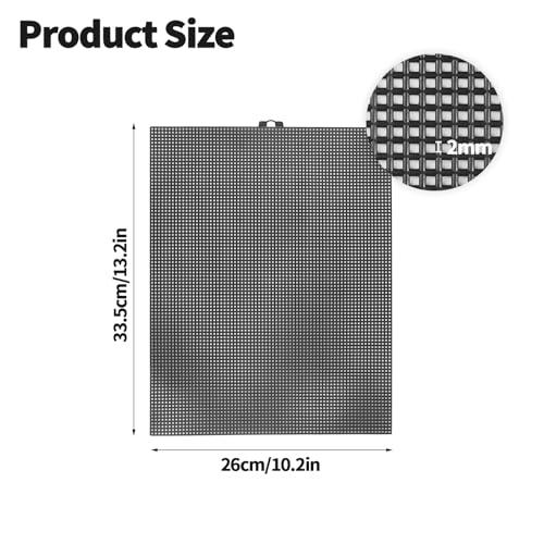Image of 2 PCS 7 Count Plastic Mesh Canvas, 10.5 X 13.5 Inch Embroidery Knit Crochet Eye Mesh, for Embroidery, Acrylic Yarn Crafting, and Make Dividers (Black)