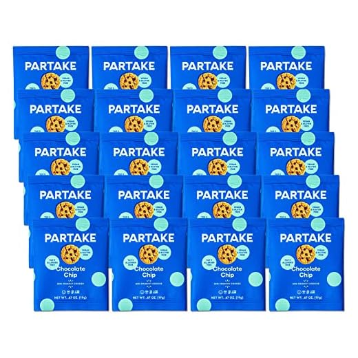 Partake Foods Crunchy Chocolate Chip Mini Cookie Snack Packs | Vegan & Gluten Free | Dairy Free, Peanut Free, Egg Free, Wheat Free, Treenut Free, Soy Free, Fish Free, Shellfish Free, Sesame Free | Allergy Friendly Cookies | Safe School Snack for Kids - 20 Packs