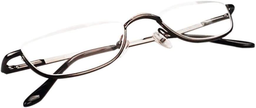 Inlefen Unisex Half Moon Half Frame Reading Glasses Metal Material frame Spring Hinges Eyewea