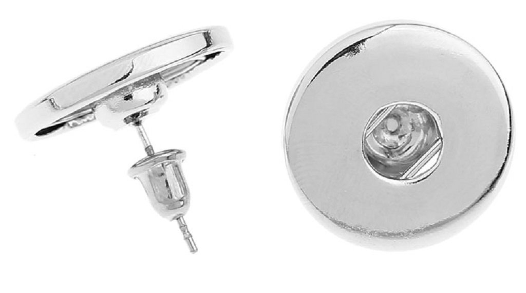 Body AccentzRound Earring Post Stud W/Stoppers Fits Metal Snap Press Buttons uses 18mm button