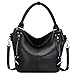 Over Earth Genuine Leather Handbags for Women Hobo Shoulder Bag Ladies Leather Tote Bag(O172E Black)