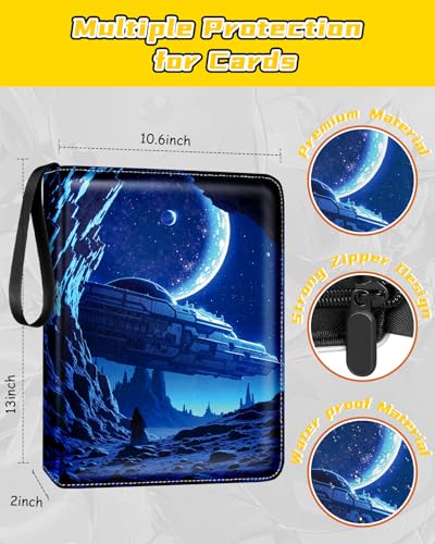 Image of for 9 Pocket Card Binder for MTG, TCG, Game Cards Holds 900 Cards - Large Capacity Trading Card Collection Album Folder with Zipper for Men Boys Teens Planet Design for Sports Card