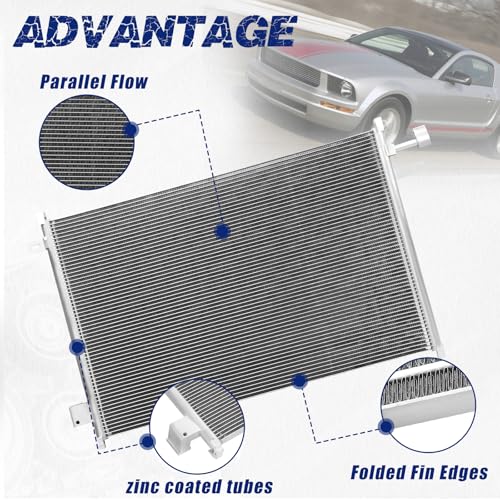 Image of Air Conditioning A /C Condenser Compatible with Ford Mustang 2005 2006 2007 2008 2009# 3362, FO3030200, 6R3Z19712AA
