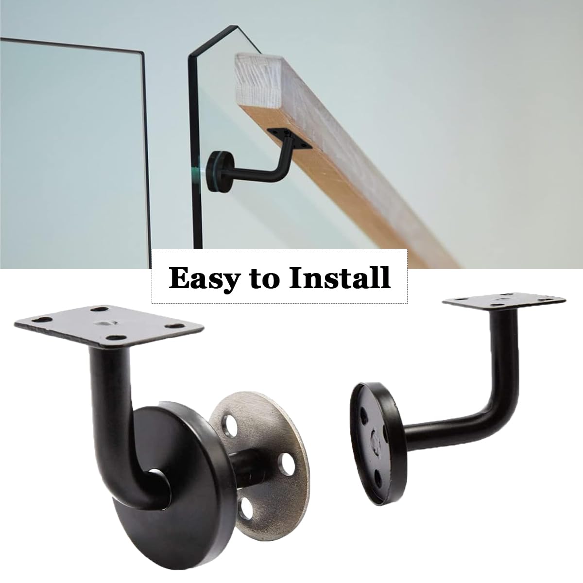 Staffe Per Corrimano In Acciaio Inox - 6 Pezzi, Nero, Per Scale E Ringhiere In Legno/Metallo - Foto 7