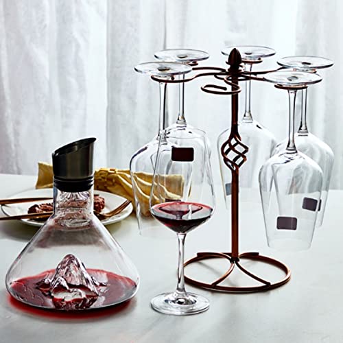 Support de Verre à Vin, Porte-verres à Vin en Acier Inoxydable avec 6 Crochets, Design Rétro Amovible, Base Ronde Lestée, pour Cuisine, Salon, Mariages, Bars, Fêtes – Image 6