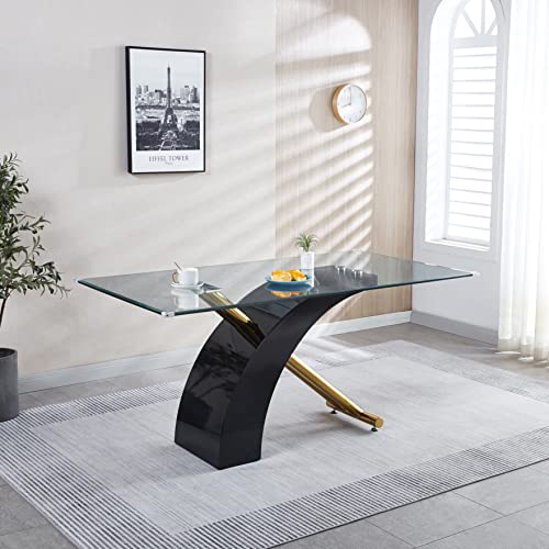 Modern Design Dining Table with Glass Top, Stylish and Luxury