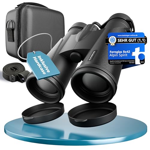 AlpinSpirit© Fernglas 8x42 inkl. Hardcase & Zubehör (Testsieger) –...