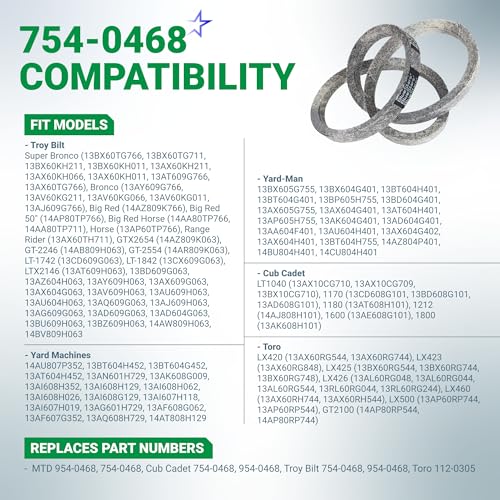 Image of BlueStars 754-0468 Mower Drive Belt | Aramid Cord Belt | 5 /8 inch x 42 inch | Drive Belt Fits MTD 954-0468 Troy Bilt Bronco CubCadet Yard Machines Huskee 112-0305 Toro LX425 LX500 LX460 LX420 LX426 LX423