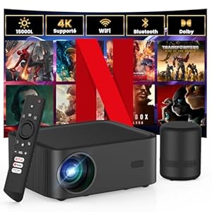 Mini ProyectorãNetflix Oficial/Dolby Audioãcon Altavoz BT, 15000L Proyector Portatil 4K Soporte WiFi Bluetooth, Proyector de Cine 1080P Full HD para Android/iOS/PS5
