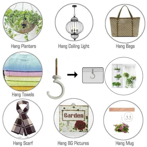 Image of Large Swag Ceiling Hooks 2''Heavy Duty Swag Hook with Hardware for Hanging Plants Ceiling Installation Cavity Wall Fixing (2 Sets White)