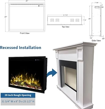 Touchstone Fireplug 33 Electric Fireplace Insert with 4 Trim Kit for Existing Masonry Fireplaces | 6 Flame & 13 Ember Colors | Alexa & WiFi Compatible | 1500W Heater