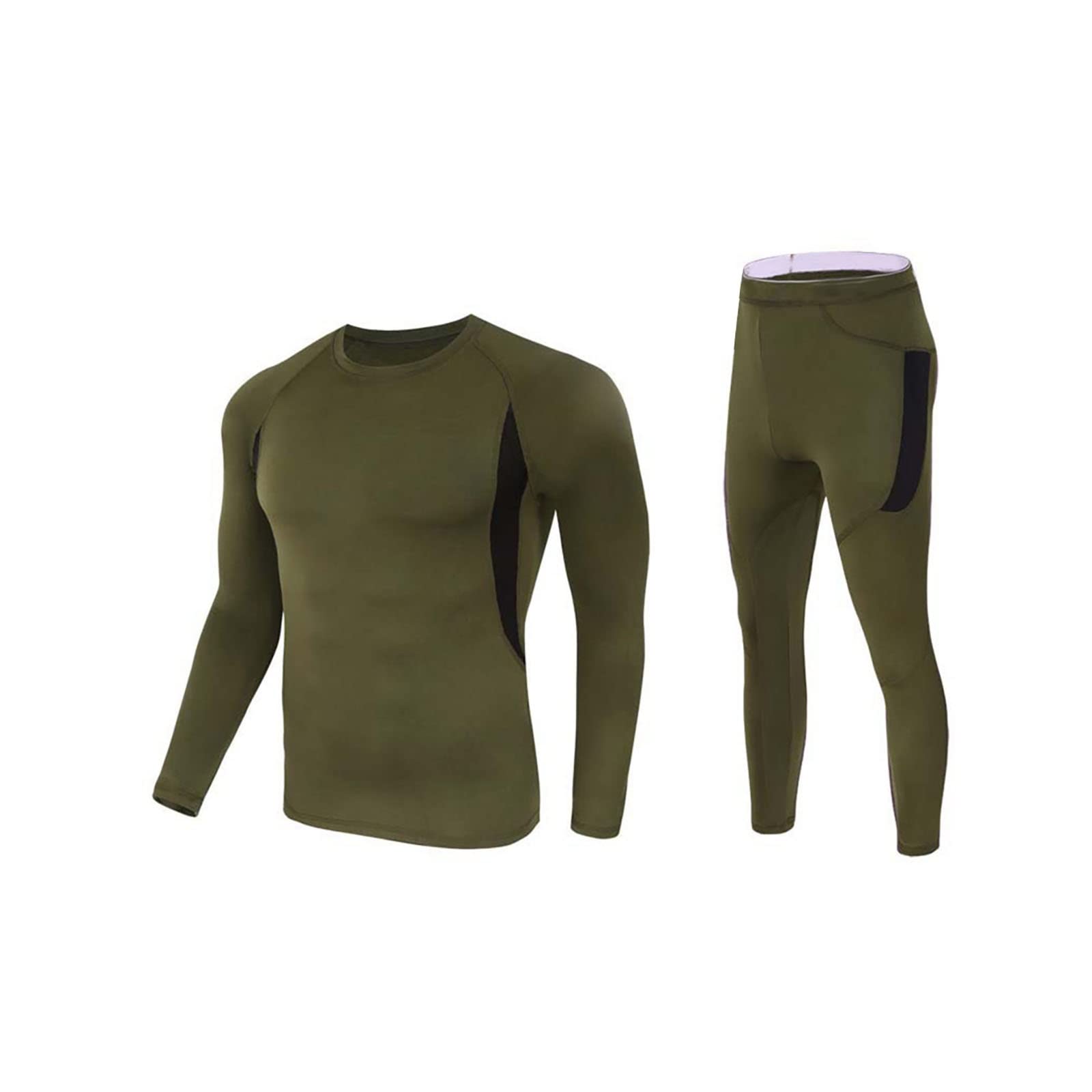 Set di biancheria intima termica in pile da uomo, funzione di assorbimento del sudore di asciugatura rapida invernale Top e leggings sportivi da uomo, per tuta di compressione dello strato base della