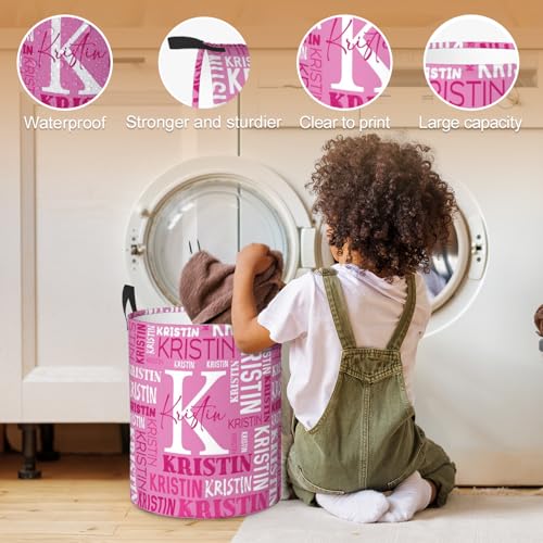Image of Custom Name Laundry Hamper, Personalized Laundry Basket with Name for Baby Boys Girls, Customized Collapsible Dirty Clothes Hamper Storage with Handles for Bedroom Bathroom Dorm Room Decor