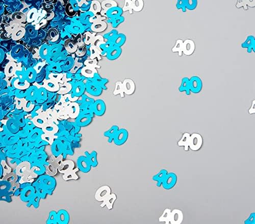 SHATCHI 28g Blue & Silver 60th Birthday Confetti Foil Metallic Glitz Table Scatter Sprinkles Age Bday Party Decorations, 12mm