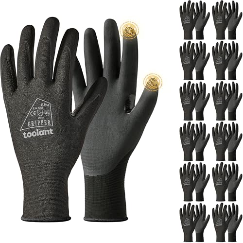 toolant Work Gloves MicroFoam Nitrile Coated, Breathable Nylon Safety Gloves with Stretchy Fit, Firm...