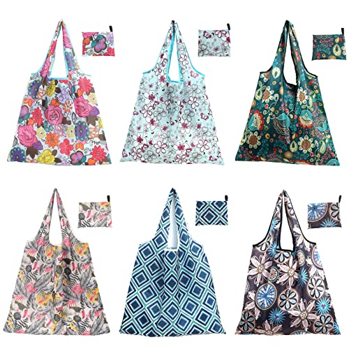 Ensemble de Sacs à Provisions 6 Pièces, Sac Pliable, Sac à Provisions Réutilisable, Style Vintage élégant, Adapté à un Usage Quotidien, Aux Voyages