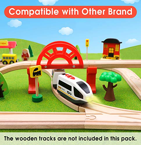 Tiny Land Battery Operated Action Locomotive Train (Magnetic Connection)- Powerful Engine Bullet Train Set Compatible With Thomas, Brio, Chuggington - Train Toys For Toddlers #TOP2