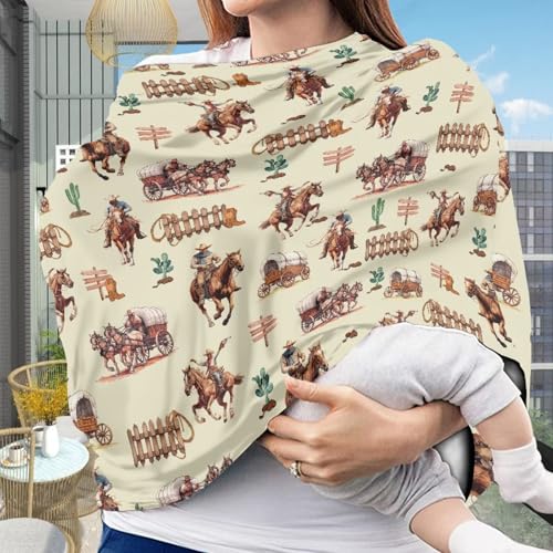 Image of Baby Carseat Cover Western Horse Nursing Cover Daisy Carseat Covers Baby Nursing Cover Toddler Boy Girls Breastfeeding Canopy Infant Stroller Cover Car Seat Canopy