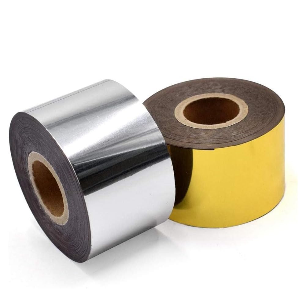 NJTHNTJR Hot Stamping Foil Paper with 1.5x400ft,Hot Foil Stamping Paper for Leather Bronzing Machine DIY Decoration Silver & Gold
