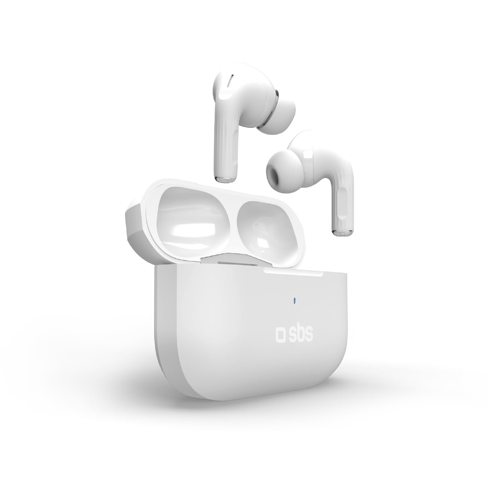 SBS Air Kab Max TWS - Cuffie Auricolari In-Ear True Wireless Stereo, Custodia con Ricarica Wireless, Hall Switch, Dual Leader, Autonomia 5h, Comandi Touch, per Smartphone, Tablet, Laptop, Bianco