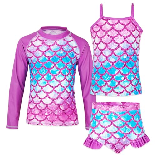 Costume Da Bagno Per Bambina 2 Pezzi Rash Guard Set