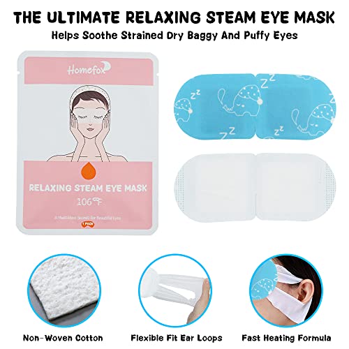 Homefox 16 Pack Steam Eye Mask For Dry Eye Care - Bulk Disposable Heating Eye Mask For Dark Circles And Puffiness Relief Soothing Moisturizing Warm Eyes Care Pads Relax Natural Therapy, Fragrance Free #TOP1