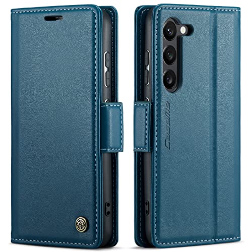 Coque Samsung Galaxy A37 5G QLTYPRI Étui Portefeuille en Cuir Bleu