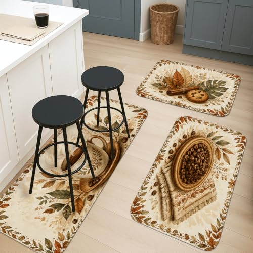 Tapis de cuisine rustiques marron d'automne confortables pour sol fatigué