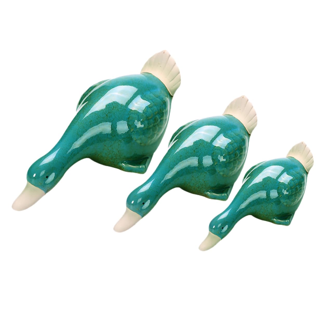 Canard en céramique miniature : ornements en porcelaine de haute température