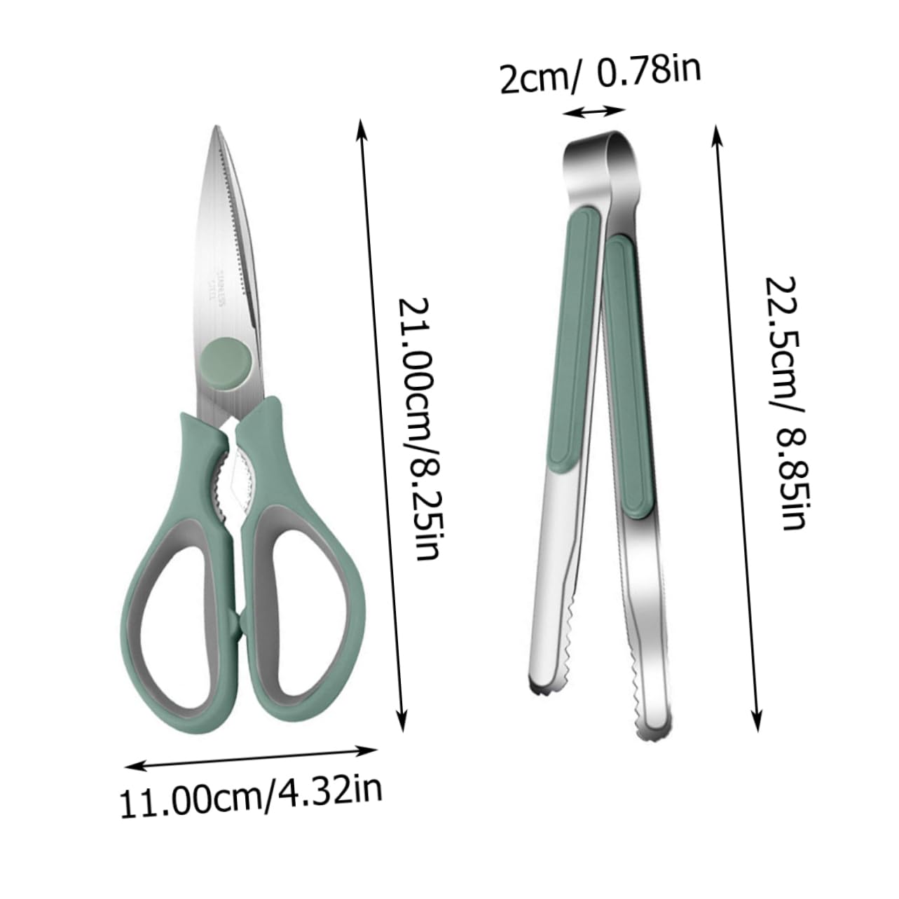 SOLUSTRE 2-piece Food Scissor Clip Tool Set Bbq Scissors for Kitchen Cooking Tongs Non-slip Design Comfortable Grip