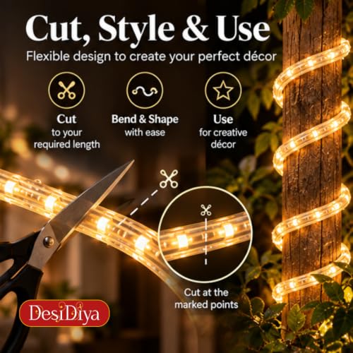 Image of Desidiya 50M LED Rope Light Warm White Lights for Decoration