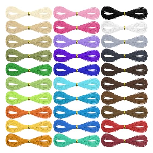 Rapidbok 30 Colores Hilo Encerado, 1 mm x10m Cordón de Algodón Encerado, Hilo de Macramé, Cordón de Cera Poliester para Fabricación Pulseras Collares Joyas