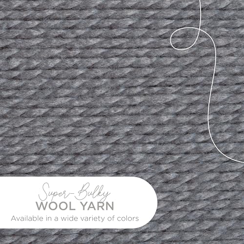Image of (1 Skein) Lion Brand Yarn Wool-Ease Thick & Quick Bulky Yarn, Slate | Super Bulky Wool Acrylic Blend Fiber for Soft Hats, Sweaters, Chunky Blankets, Yarn for Crochet, Knitting, Crafts, Weaving