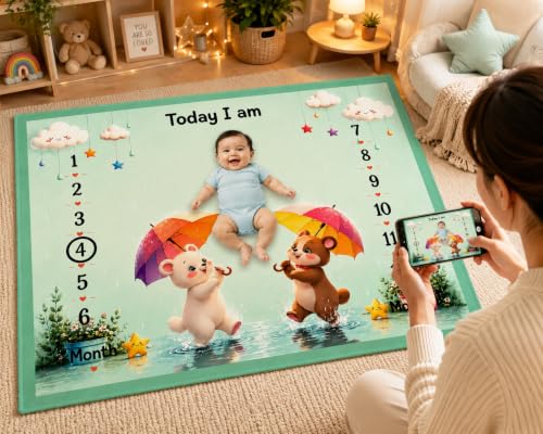 Image of NEW COMERS Milestone Baby Blanket for All Season Play Mat, Super Soft Foam | 3 Layer Thick Mat Blankets for Kids /New Born Monthly Photoshoot