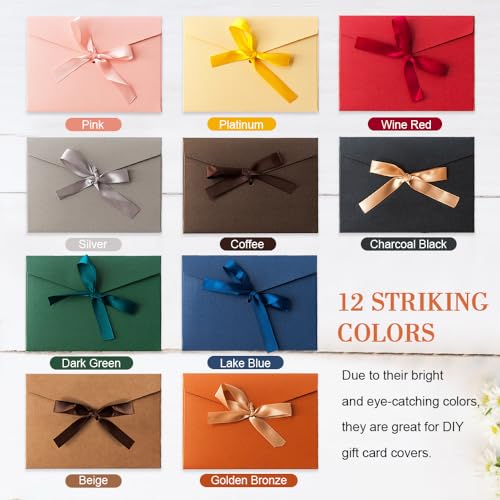 HMCEY 10 Stück Schöne Briefumschläge für Postkarten,Briefumschläge Bunt Klein,Envelopes Small,Perlglanz Papier Umschlag Mit Bändern,Briefkuvert Umschläge Beschriften für Geburtstag-17.5 x 12.4 cm