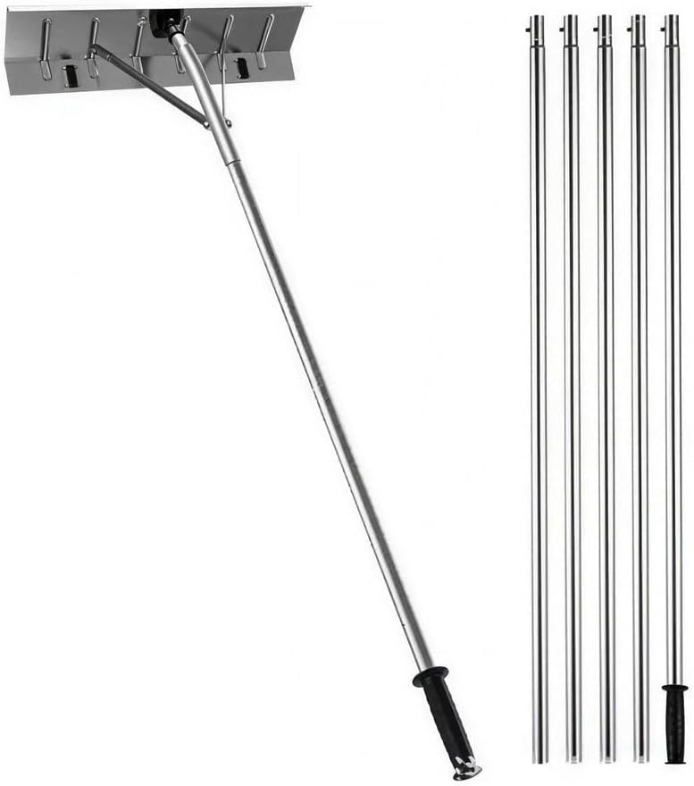 Roof Rakes for Snow with Wheels,Roof Rake Aluminum with Adjustable Telescoping Pole & Anti-Slip Grip Used for Clearing Snow on The Roof of Houses and Fallen Leaves in The Courtyard.