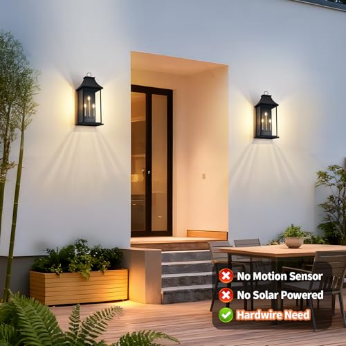 Image of 28'' Large Outdoor Light Fixture, 1 Pack Modern Black Exterior Wall Lantern