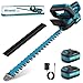 Tagliasiepi a Batteria, Professionale Tagliasiepi Elettrico con 2 Batterie da 21 V/4000 mAh e Caricabatteria, Motore Brushless, Lunghezza Lama 52cm, Diametro di Taglio 15 mm