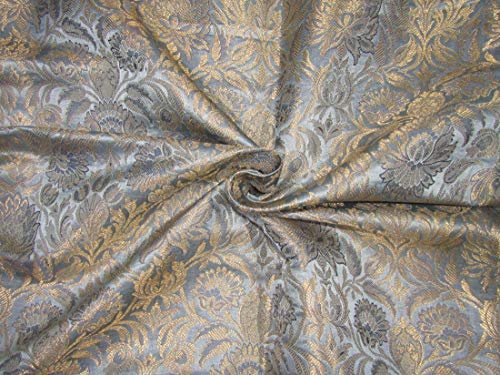 Tissu brocart de soie gris et or métallisé pour haute couture BRO727