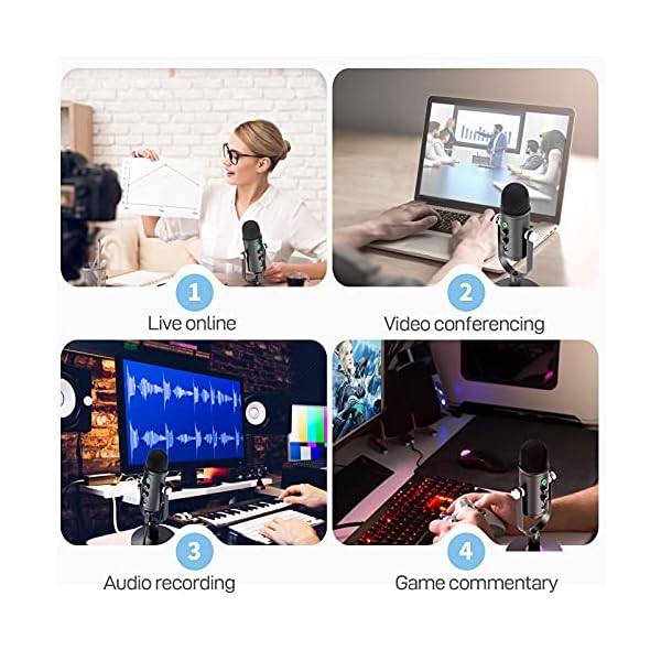 Tekutue Professional Noise Cancelling USB Mikrofon für Smartphone PC - Kondensatormikrofone mit Nierencharakteristik für… – Bild 8