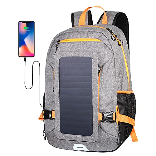 ECEEN Solar Backpack Charger Rain-Resistant 6.5 Watts Solar Panel Charging Smartphones & USB Devices for Outdoor Sports Activities 35L Volume with 15.6’’ Laptop Compartment
