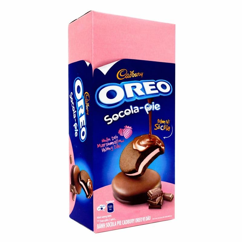 Cadbury Oreo Socola Pie – Strawberry Marshmallow Filled Chocolate Pie 210g By COUGAR | Soft Cake with Creamy Filling & Rich Chocolate Coating | Korean-Style Choco Pie Snack | 6 Pieces Box | Perfect for Kids & Snack Lovers - (Imported)