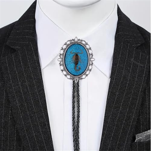 Image of Jeilwiy Bolo Tie for Men Real Stone Westwern Cowboy Ties Silver Bolos Women Leather Necktie Gift for Birthday Christmas