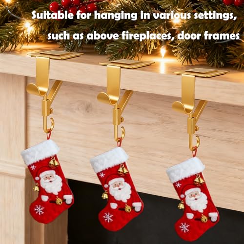 Peryurim Fireplace Stocking and Garland Hanger No Drill 2 in 1 Mantel Hangers for Garland Adjustable Christmas Stocks Hanging Holder for Door Frame and Mantle Christmas Decoration (3PCS Gold) by Peryurim - Image 6
