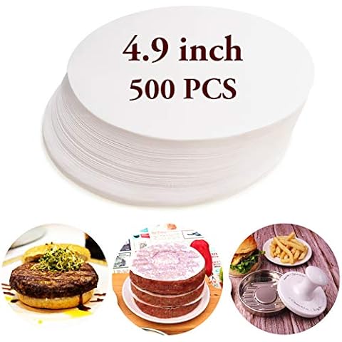 Meykers Wax Patty Paper Sheets for 5 Inches Burger Press - 500 Pcs Round hamburger patty paper to Separate Frozen Pressed Patties - Circle Burger Paper for Easy Release from Patty Maker Mold Cover