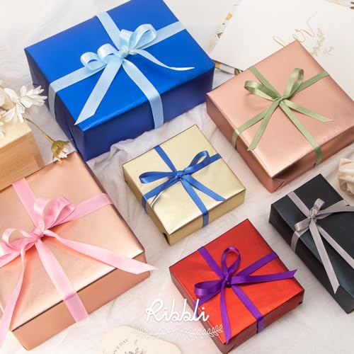 image for Ribbli Silver Satin Ribbon Double Faced Satin 1/2 inch x Continuous 50